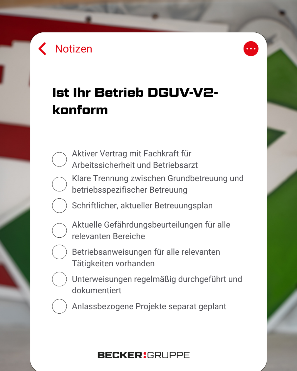 Checkliste DGUV V2